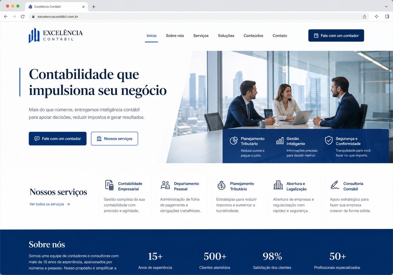 Exemplo de site — Contabilidade