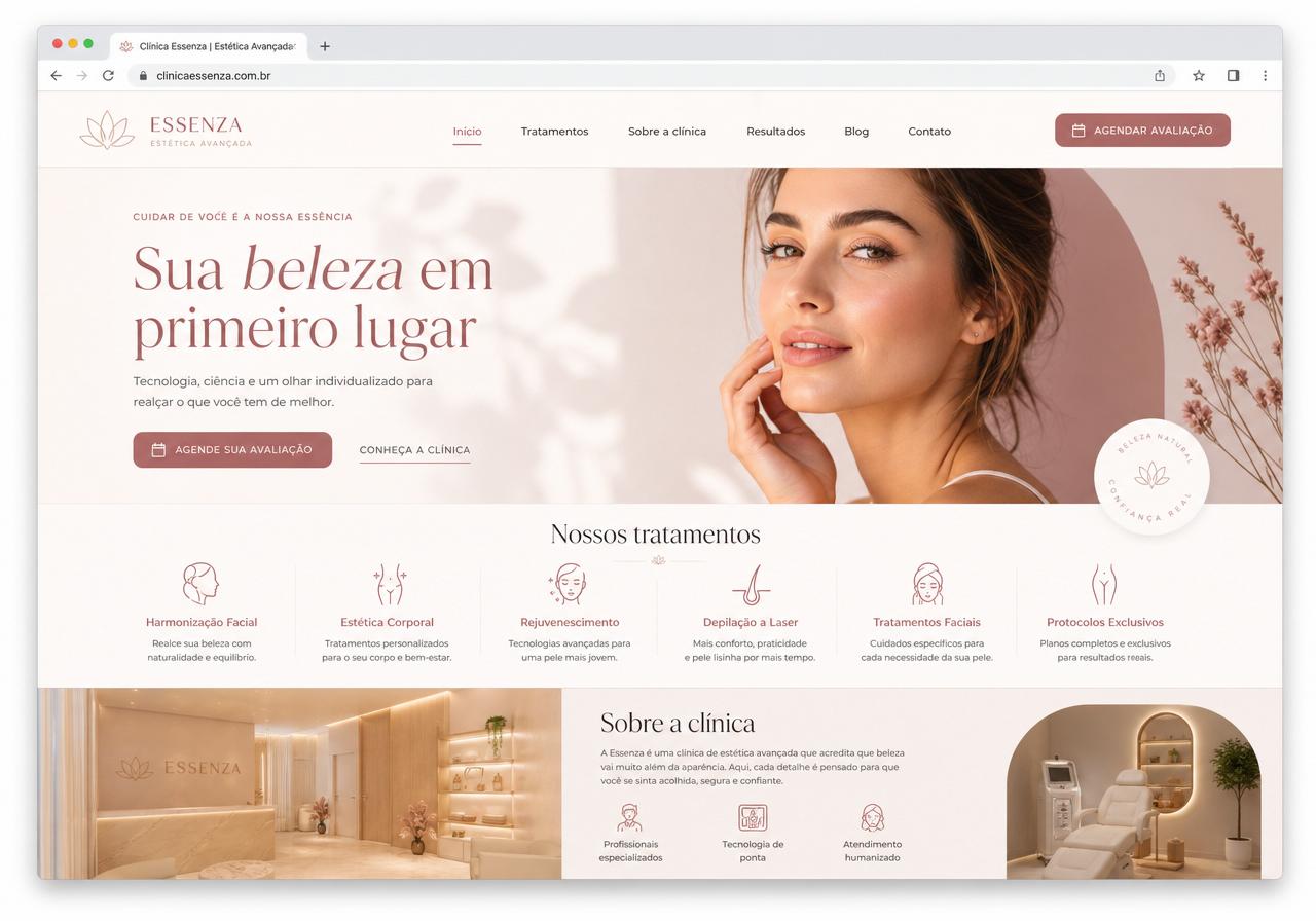 Exemplo de site — Clínica de Estética