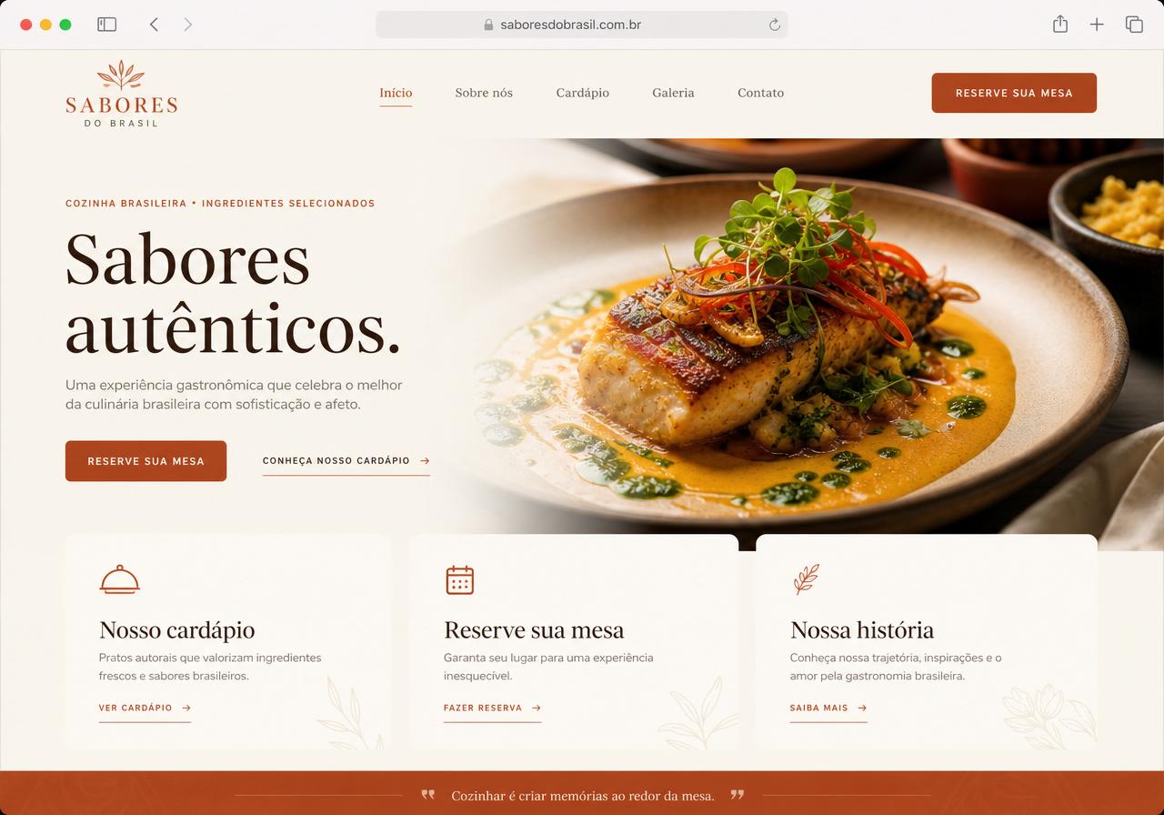 Exemplo de site — Restaurante